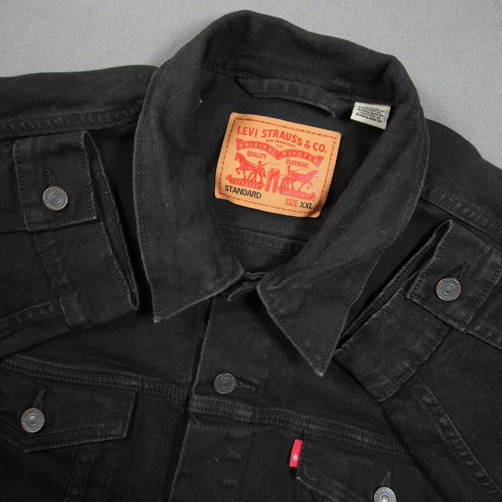 Levi's Black Denim Trucker Jean Work Moto Men Jacket Type 3 Western XXL